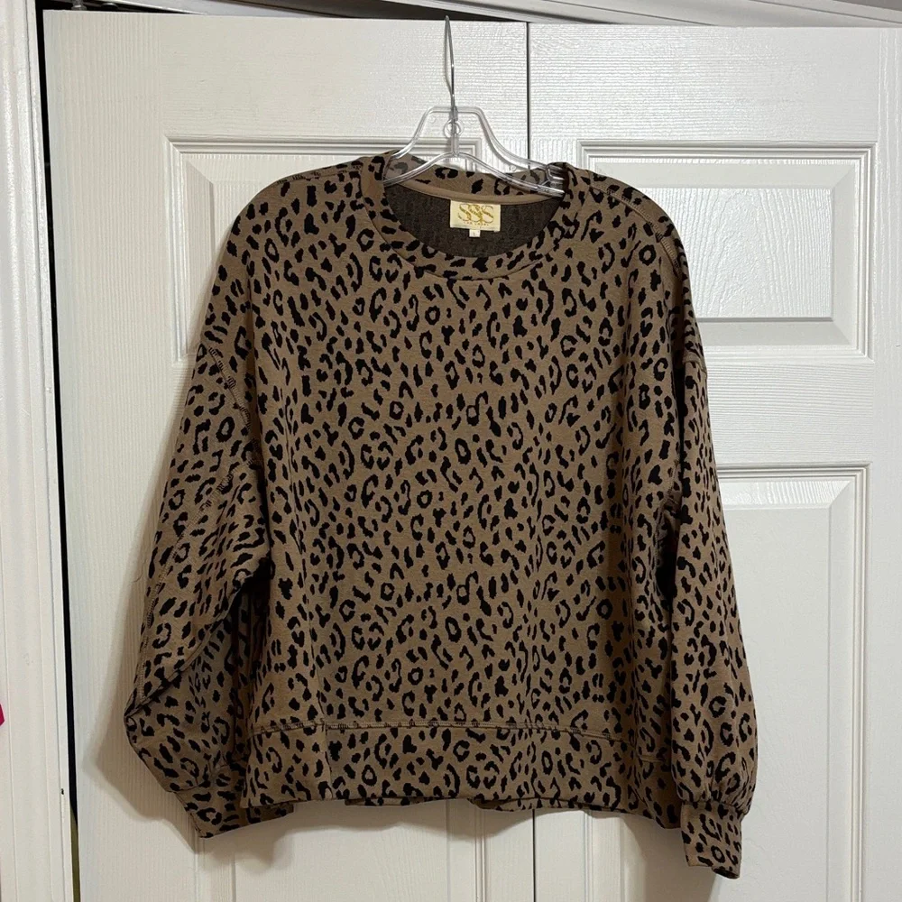 SSYS Brown Leopard Print Crewneck Sweatshirt WORN ONCE - Picture 1 of 11
